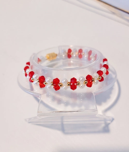 pulsera sumamente elegante y bella en color rojo y blanco